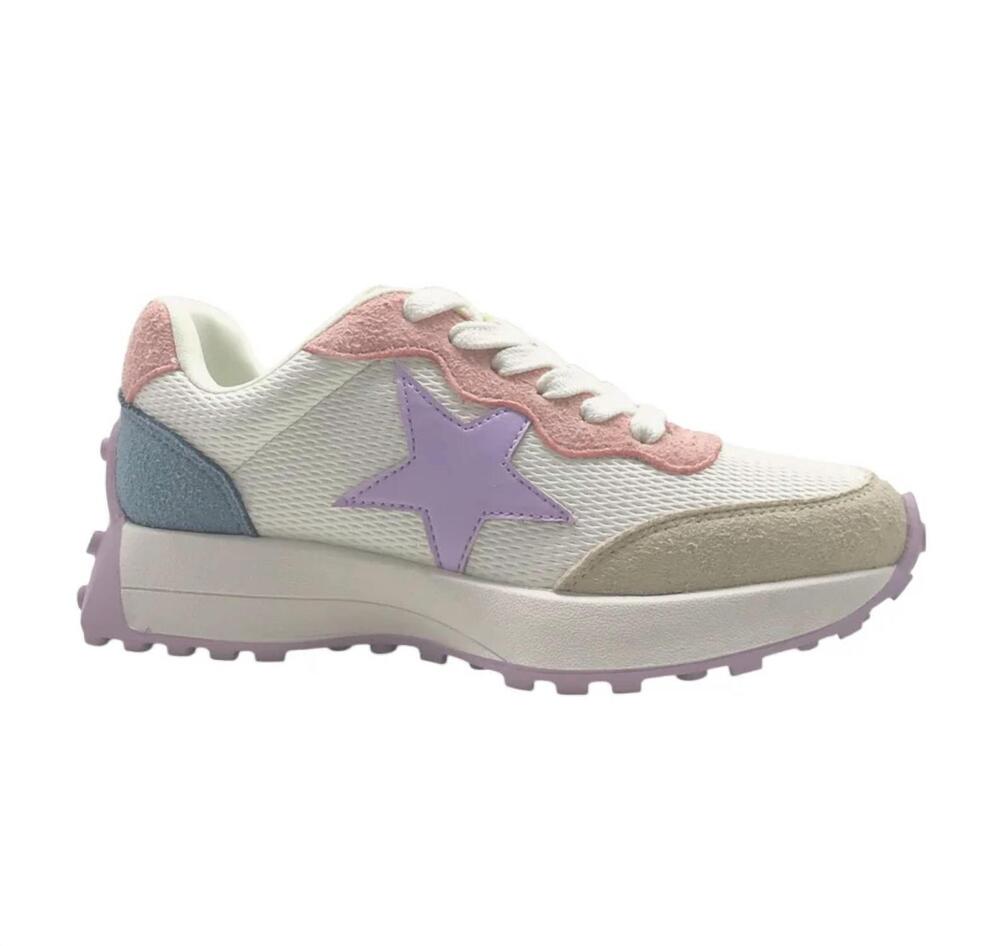 NEW MIA SHOES girl's cayli sneakers in pink/purple/multi